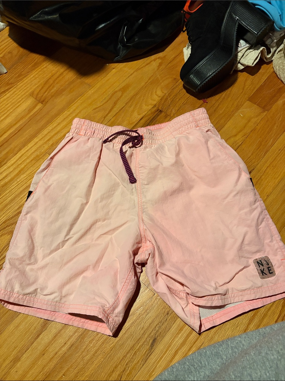Nike Men’s Pink Swim Trunks with Contrast Drawstring